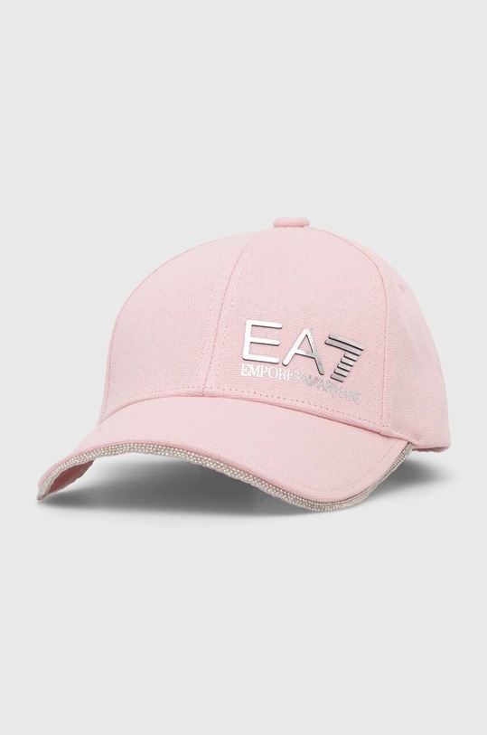 EA7 Emporio Armani czapka z daszkiem bawełniana aplikacja różowy 280047.2F101