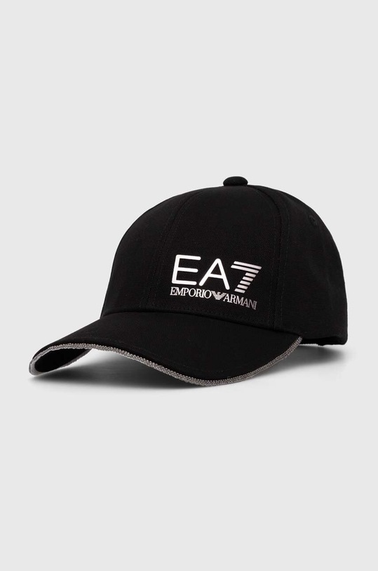 EA7 Emporio Armani czapka z daszkiem bawełniana aplikacja czarny 280047.2F101