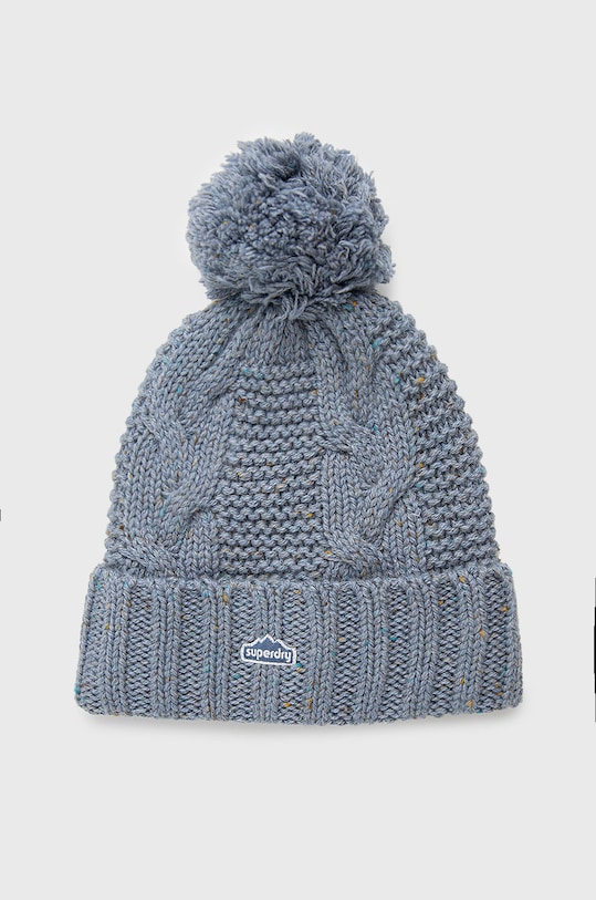 Čepice z vlněné směsi Superdry s příměsí vlny modrá W9010154A.7QX