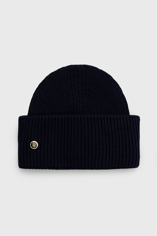 Čepice z vlněné směsi Tommy Hilfiger s příměsí vlny námořnická modř AW0AW13820.9BYY