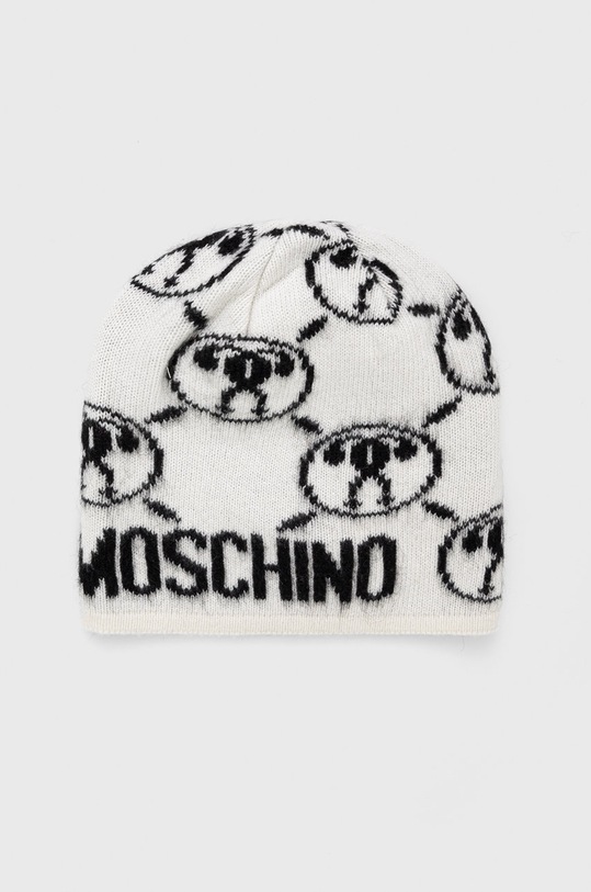 Moschino czapka z domieszką wełny z domieszką wełny biały M2843.65329