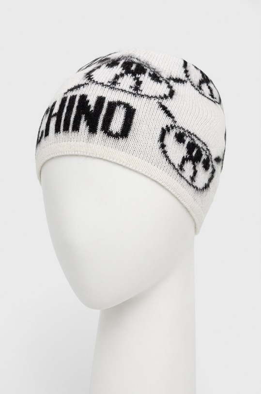 Moschino czapka z domieszką wełny M2843.65329 biały AW22