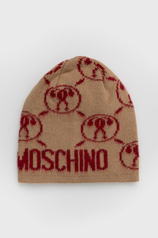 Moschino czapka z domieszką wełny z domieszką wełny beżowy M2843.65329