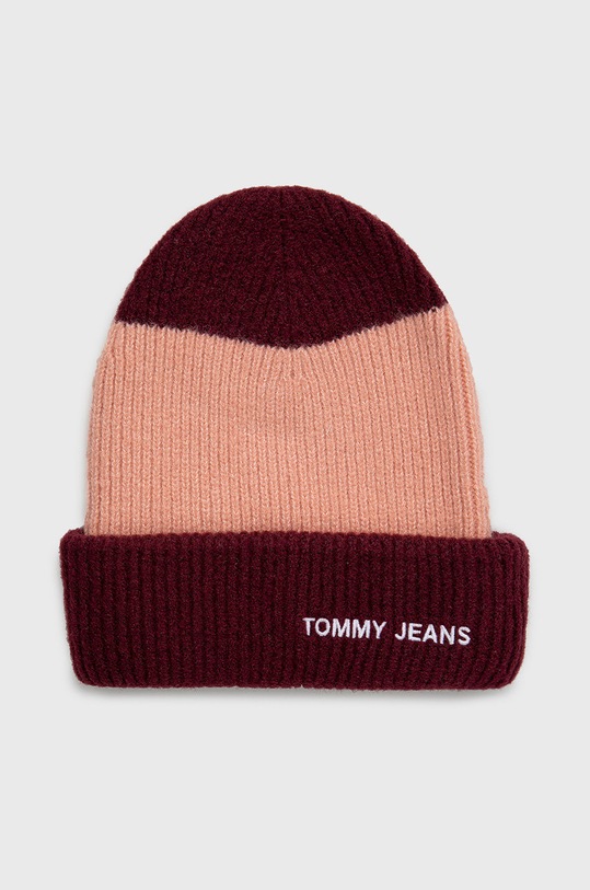 Tommy Jeans caciula din amestec de lana imprimeu burgundia AW0AW12623.9BYY