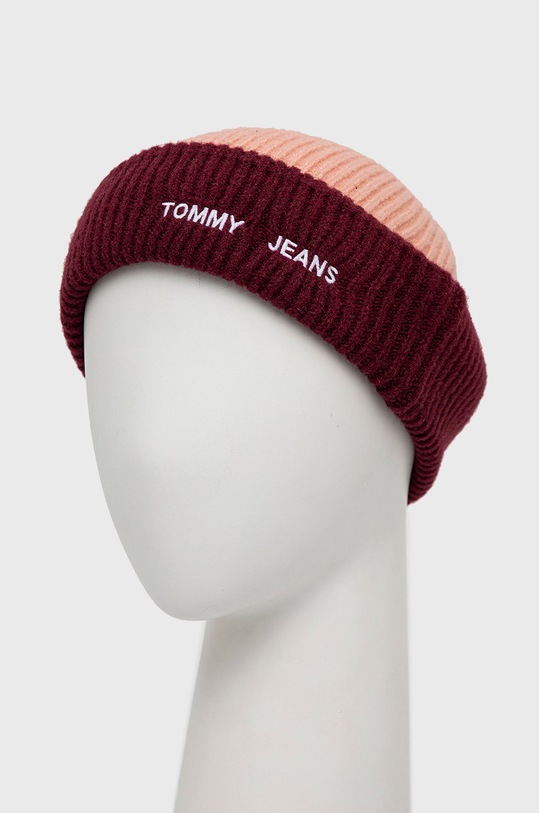 Tommy Jeans caciula din amestec de lana AW0AW12623.9BYY burgundia AW22