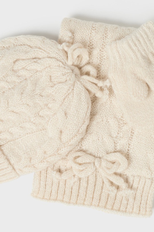 Mayoral czapka, szalik i rękawiczki dziecięce 10281.4B.BABY beżowy AW22