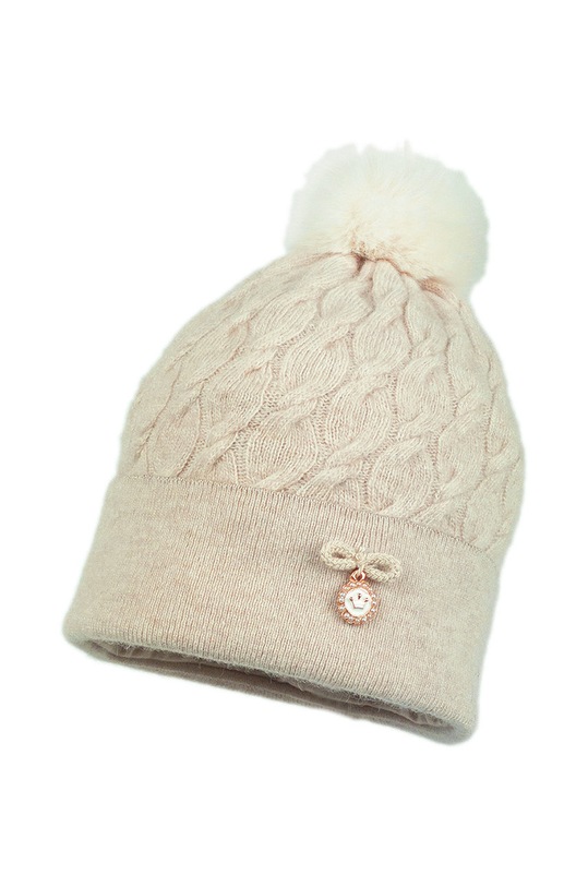 Jamiks czapka dziecięca z domieszką wełny beżowy HARRI.II.JZF057.G