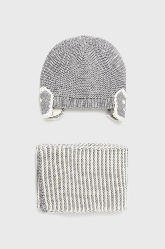 United Colors of Benetton czapka i szalik z domieszką wełny niemowlęcy z domieszką wełny szary 1276GK001.P