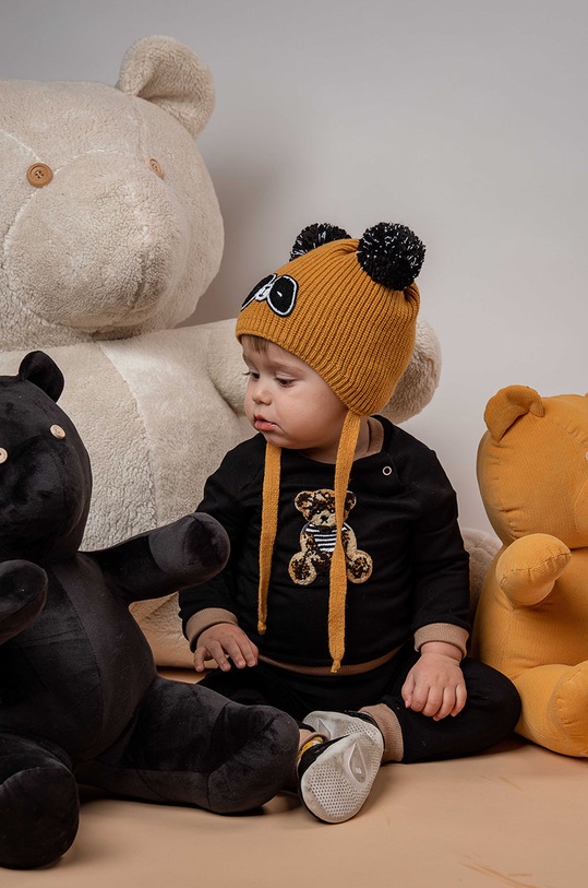 Dětska čepice Jamiks s příměsí vlny žlutá PANDA.IVA.JZF072.K