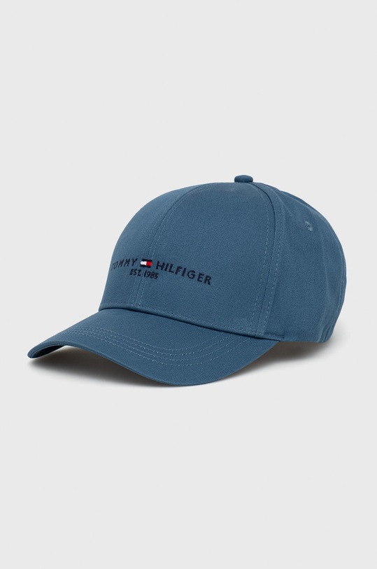 Памучна шапка Tommy Hilfiger памук син AM0AM09487.9BYY