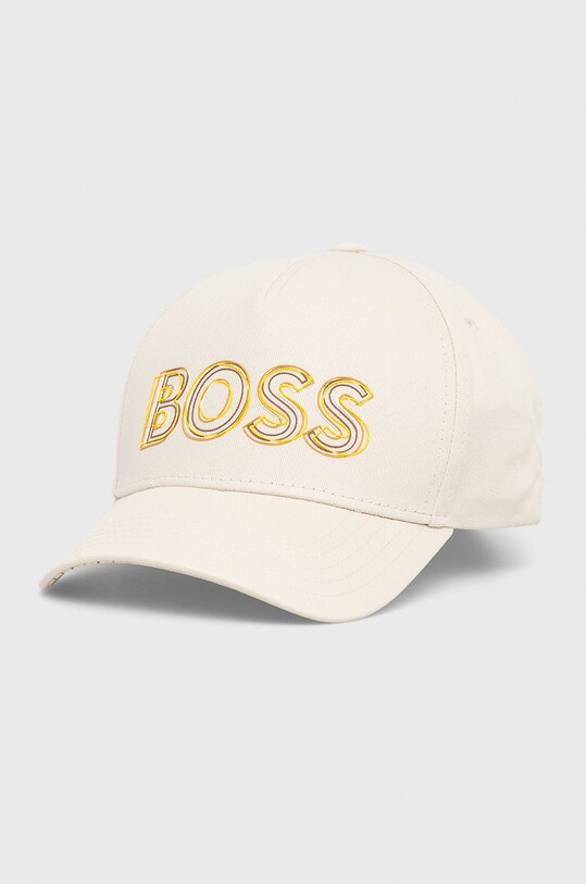 BOSS czapka bawełniana BOSS GREEN nadruk beżowy 50472266