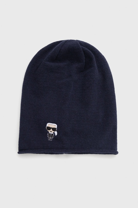 Vlnená čiapka Karl Lagerfeld vlna tmavomodrá 524320.805601