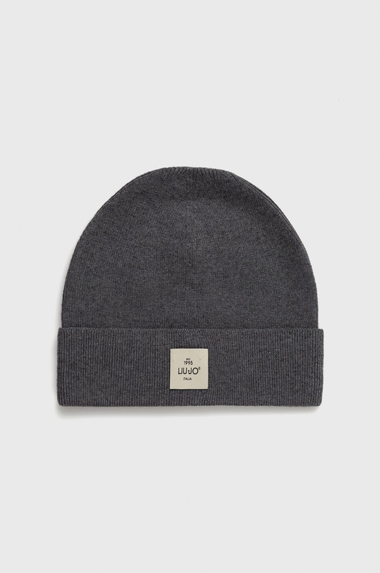 Liu Jo czapka z domieszką wełny aplikacja szary M222P403HATWOOL