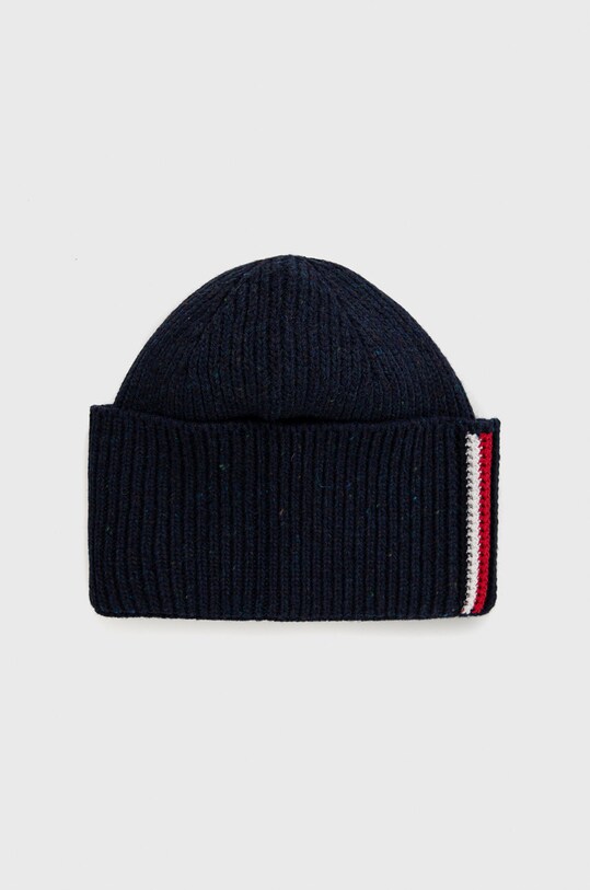 Tommy Hilfiger czapka wełniana wełna granatowy AM0AM10350.9BYY