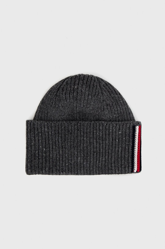 Vunena kapa Tommy Hilfiger bez uzorka siva AM0AM10350.9BYY