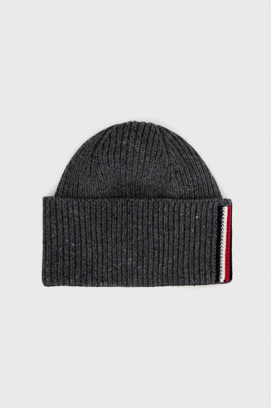 Vunena kapa Tommy Hilfiger bez uzorka siva AM0AM10350.9BYY