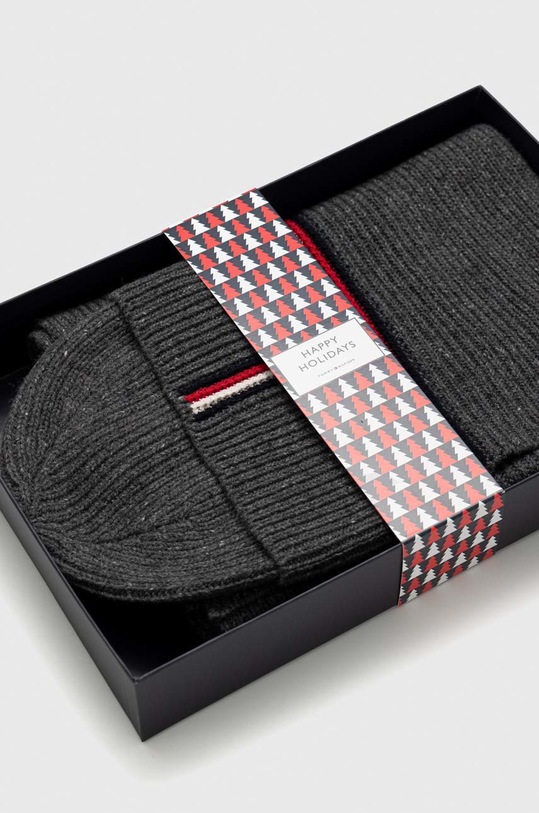 Vunena kapa i šal Tommy Hilfiger AM0AM10358.9BYY siva