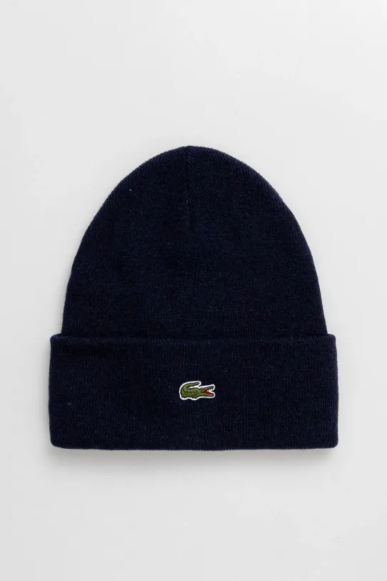 Шерстяная шапка Lacoste шерсть тёмно-синий RB9825