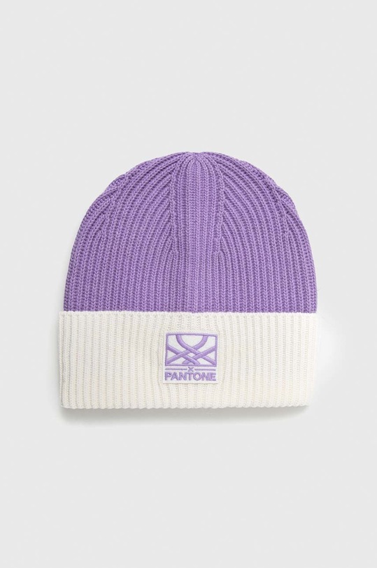 United Colors of Benetton czapka z domieszką wełny x Pantone z domieszką wełny fioletowy 1435KA007.0N8