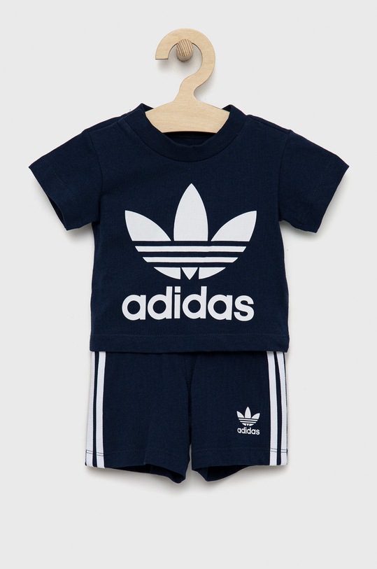 Bavlněná tepláková souprava pro miminka adidas Originals bavlna námořnická modř HK7482
