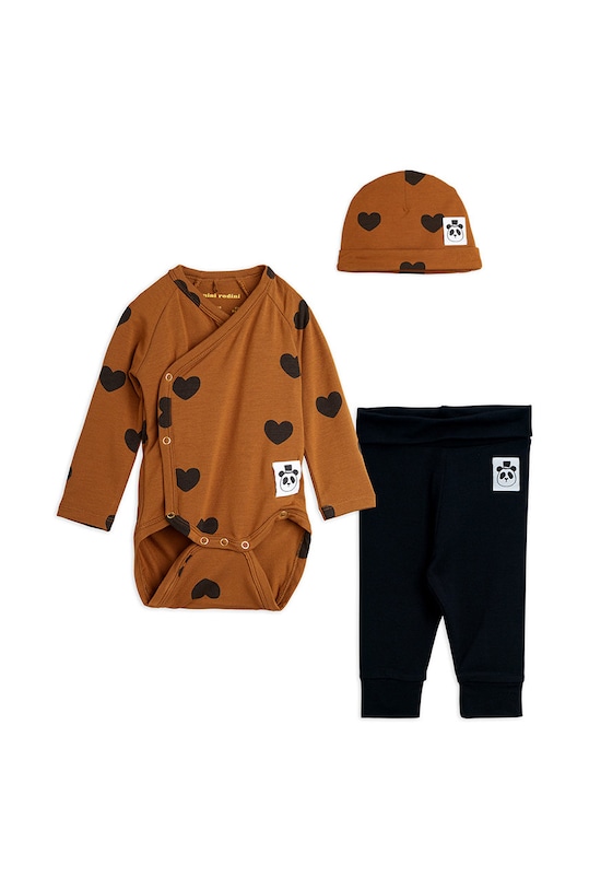 Mini Rodini komplet niemowlęcy Planet friendly brązowy 1000011500