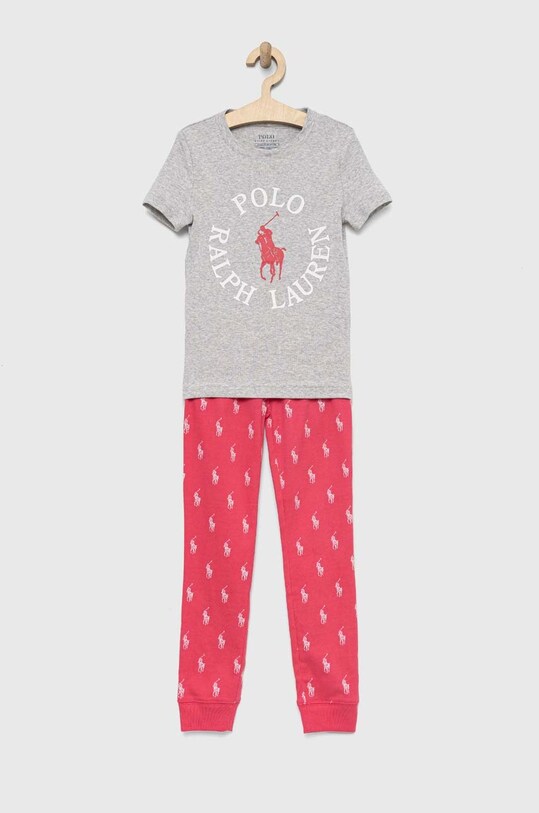 Детская хлопковая пижама Polo Ralph Lauren комплект розовый 4P0037