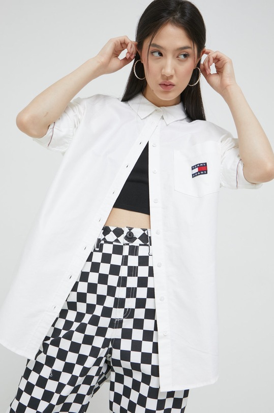 Bavlnená košeľa Tommy Jeans biela DW0DW13804.9BYY