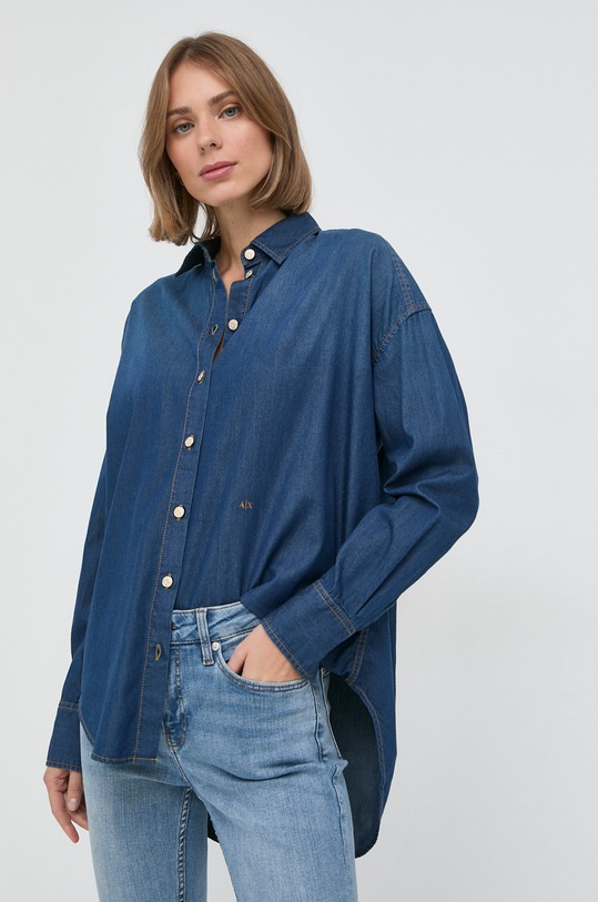 Armani Exchange koszula bawełniana bawełna granatowy 6LYC40.Y1HHZ