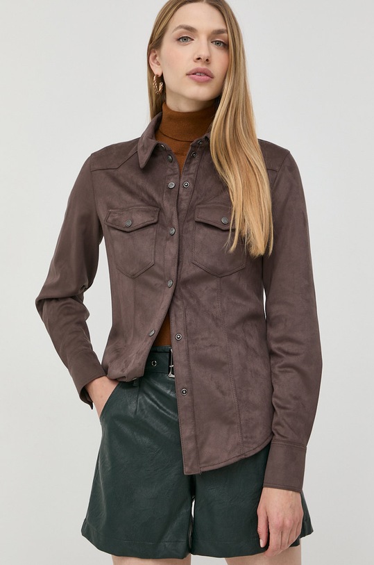 Guess koszula z elastanem brązowy W2BH52.WE0L0