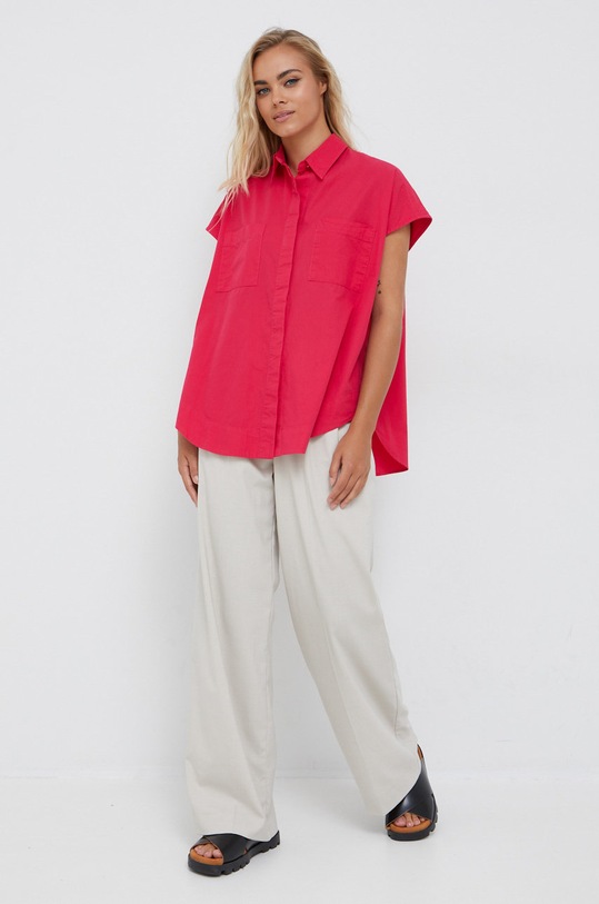 Sisley koszula bawełniana bawełna różowy 52FFLQ034.2C9