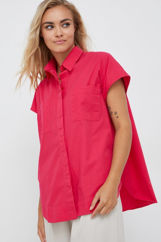 Sisley koszula bawełniana 52FFLQ034.2C9 różowy AW22