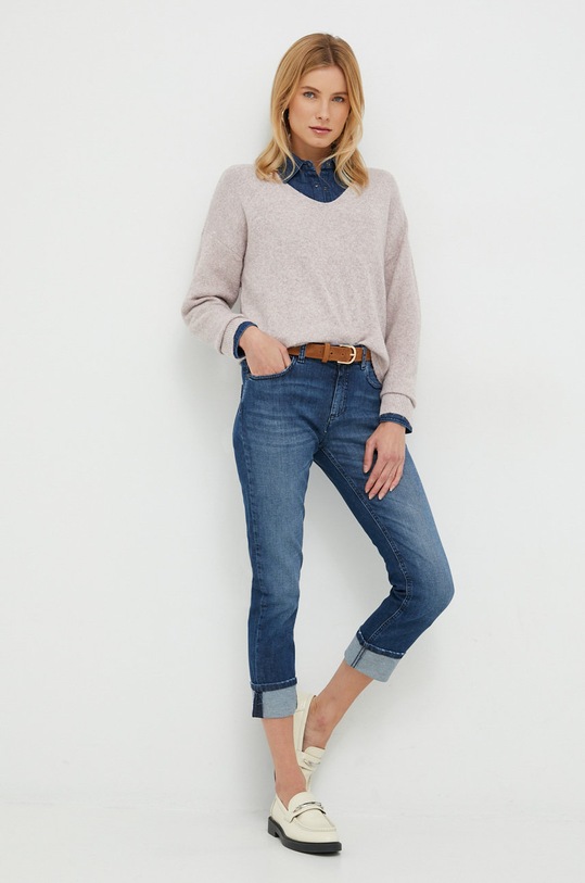 Sisley koszula jeansowa 5FV6LQ028.902 granatowy AW22