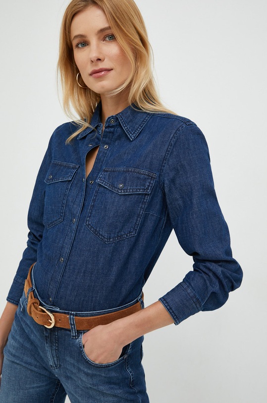 Sisley koszula jeansowa granatowy 5FV6LQ028.902