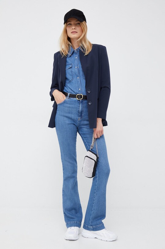 Sisley koszula 5FV6LQ028.901 niebieski AW22