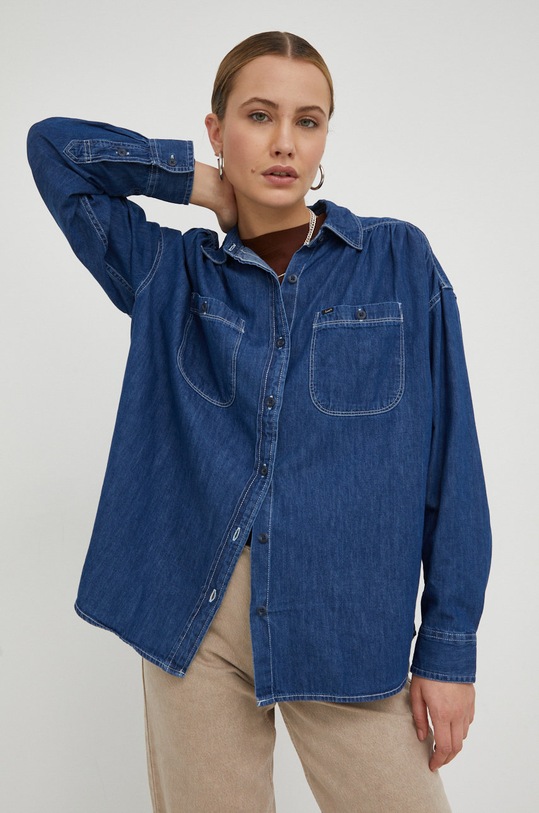 Lee koszula jeansowa L46TCLKS granatowy AW22