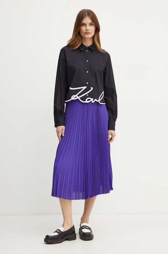 Бавовняна сорочка Karl Lagerfeld 226W1605 чорний AW24