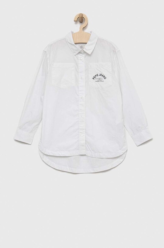 Дитяча бавовняна сорочка Pepe Jeans Zandra casual білий PG301599.800