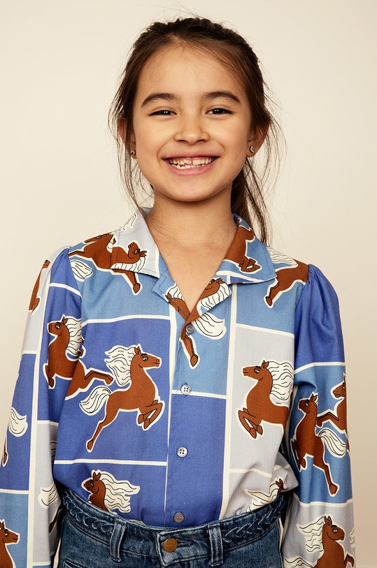 Mini Rodini gyerek ing pamutból pamut kék 2272010060