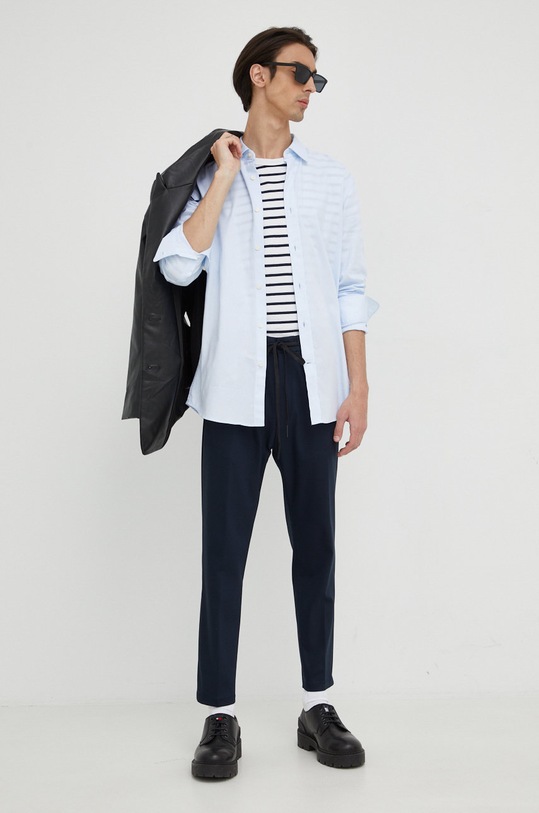 Tiger Of Sweden camasa din bumbac T69780004 albastru AW22