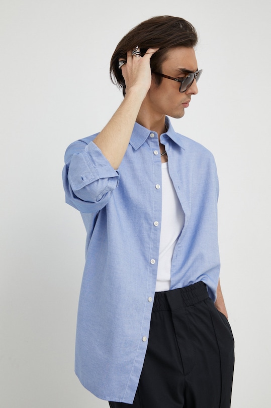 Drykorn camicia in cotone lunga blu 47299.124097