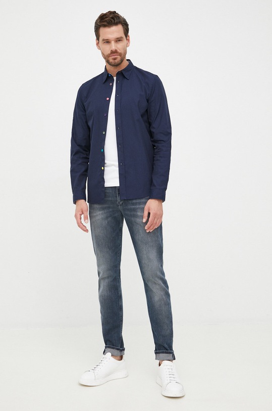 Îmbrăcăminte PS Paul Smith camasa din bumbac M2R.612P.J21175 bleumarin