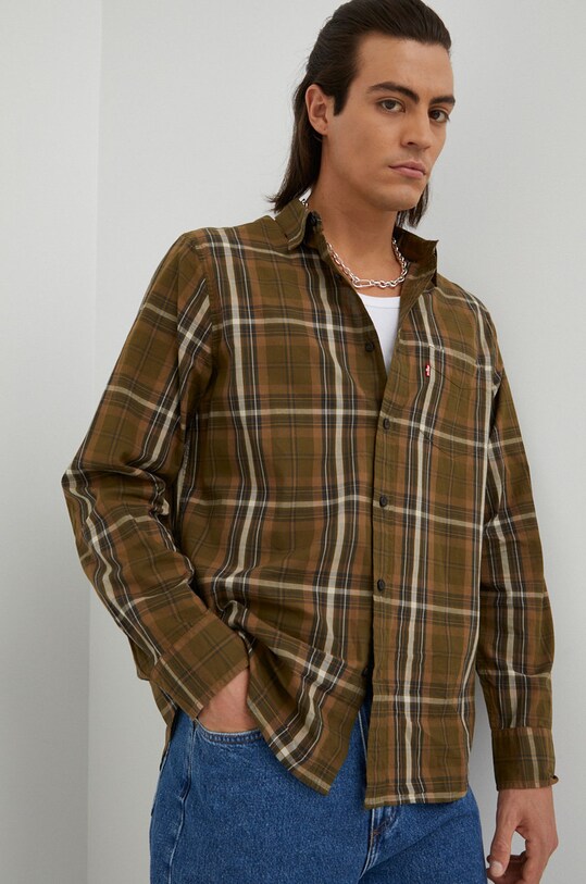Levi's camasa din bumbac cu modele verde 85746.0088