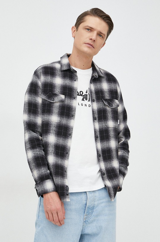 Pepe Jeans koszula bawełniana Frederick wzorzyste czarny PM307660.999