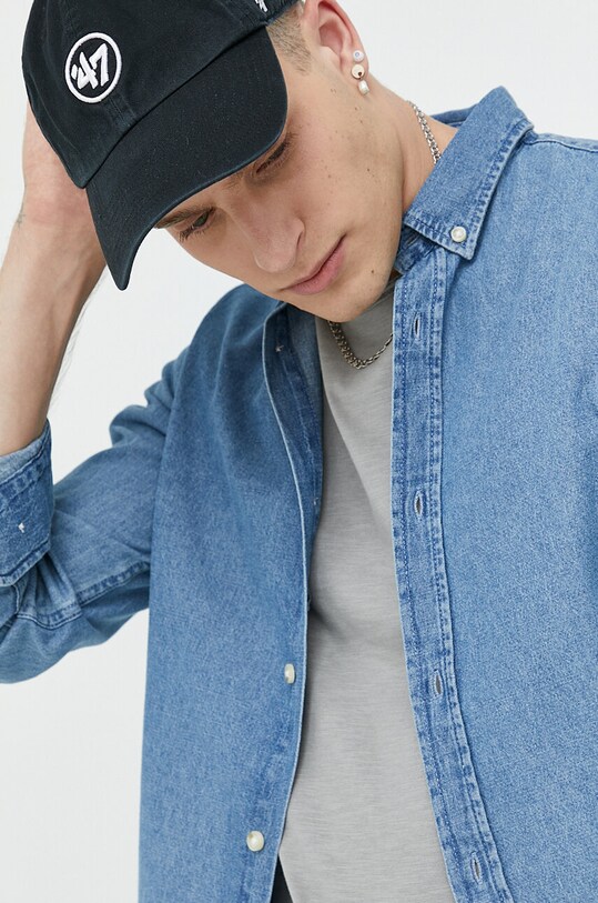 Rifľová košeľa Produkt by Jack & Jones tmavomodrá 12194038.DarkBlueDe