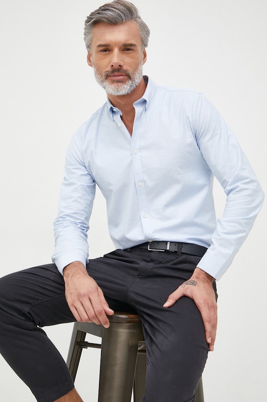 Lindbergh koszula z elastanem niebieski 30.203174.LTBLUEMIX