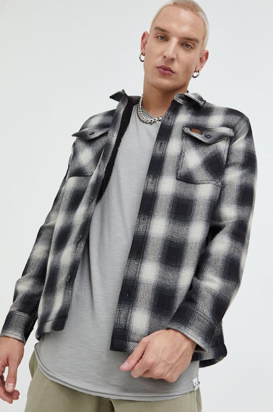 Риза с вълна Superdry стандартна черен M4010548A.7VC