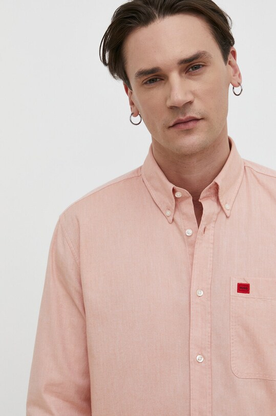 HUGO koszula bawełniana 50479302 pomarańczowy NC25