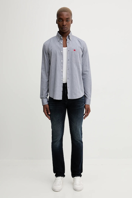 Bavlněná košile HUGO Evito 50479302 námořnická modř AW25