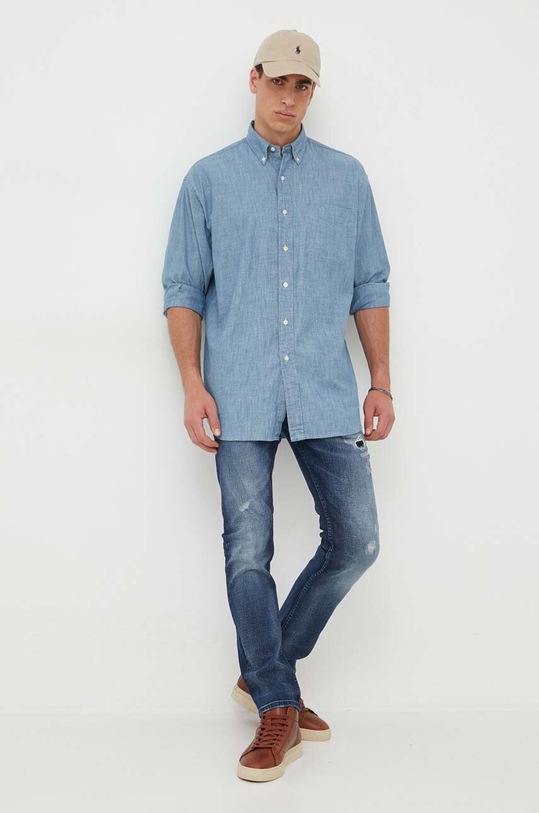 Bavlnená košeľa Polo Ralph Lauren 710741705001 modrá SS23