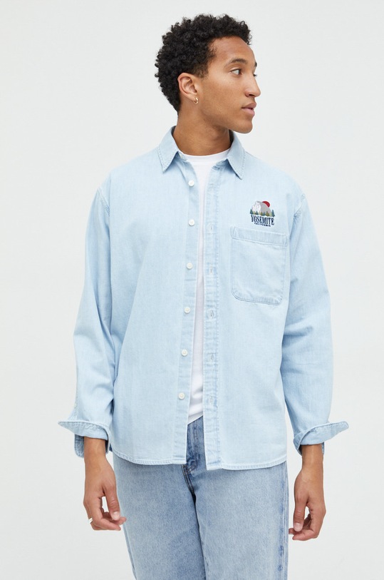 Rifľová košeľa Abercrombie & Fitch modrá KI125.2047.212